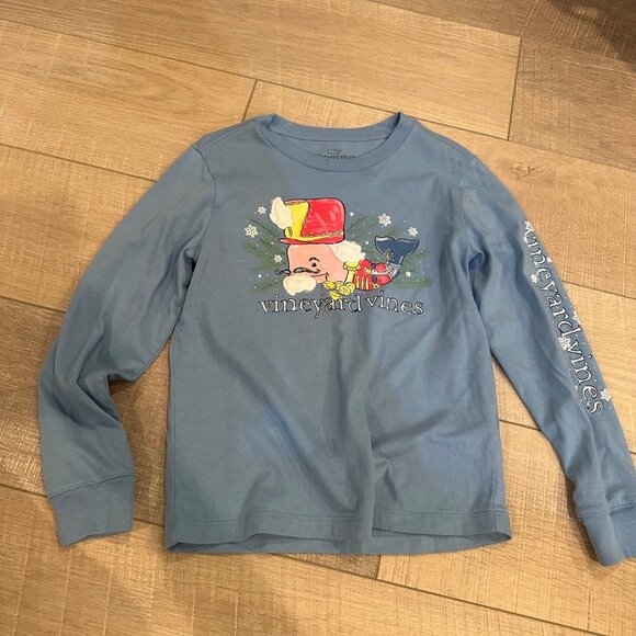 VINEYARD VINES YOUTH BLUE WHALE NUTCRACKER LONG SLEEVE T SHIRT SIZE 6 - Picture 1 of 7